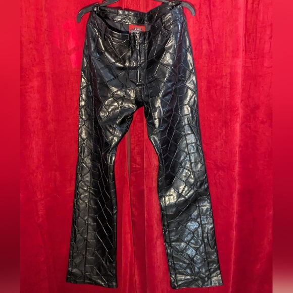 Vintage Lip Service Sex in the Saddle patchwork low rise bootcut PVC pants - 34 - Picture 6 of 15